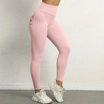 Women's Seamless Yoga Leggings Pants Sports Fitness Peach Hip-lifting Workwear Pocket Tight Trousers Workout Gym Leggings