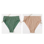 2Pcs/Set Seamless Panties High Waist Briefs Women High Leg Cut Panties Female Underpants Sexy Lingerie Solid Color Underwear S-L
