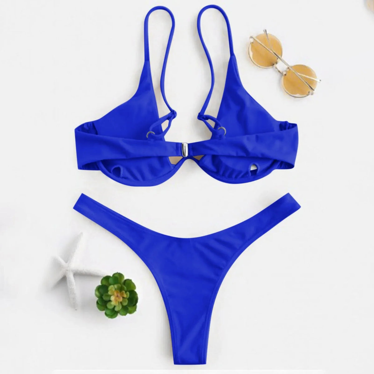 Sexy Underwire Bikini 2024 Mujer Women Solid Red Push Up Bra Thong Swimsuit Halter V Neck Bathing Suit Mini Micro Thong Swimwear