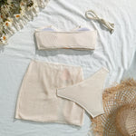 With Skirt Wrinkled Bandeau Bikini Female Swimsuit Women Swimwear Three-pieces Bikini Set Metal Ring Bathing Suit Swim Beachwear