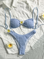 DEKA Flowers Bandeau Bikini Set High Leg Cut Women Swimwear Female Swimsuit Two-pieces Bather Bathing Suit SwimBandeau Top Bot