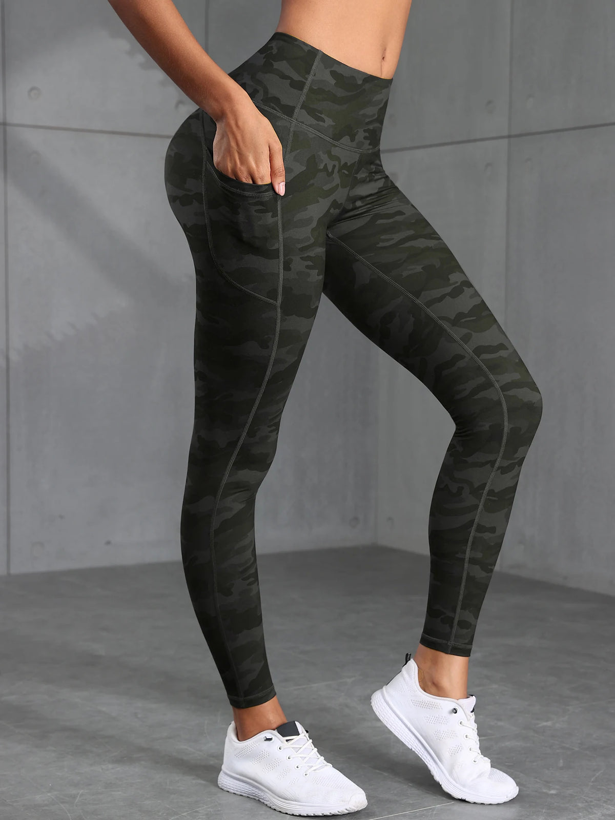 Camouflage Leggings With Pockets for Women Tummy Control High Waisted Workout Yoga Pants Fitness Tights Casual Wear