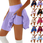 Women's Pleated Skirt Yoga High Waist Anti-Slip Tennis Skirt Double Layer Non-Slip Solid Colour Badminton Golf Short Skirts 2025
