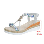 Fashion T-Strap Platform Sandals for Women New Mix Color Elastic Band Wedge Sandals Woman Summer Daily Open Toe Sandalias Female