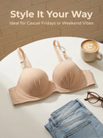Women Nude Bra Set Invisible Underwire 3/4 Cup Sexy Lace 2 Piece Lingerie Bra and Panties B2807