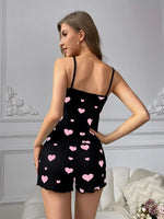 Womens Valentine's Day Cami Pajama Set Sleepwear Heart Love Pattern Loungewear Pjs Ultra Soft Comfy Lounge Set Nightwear New Hot