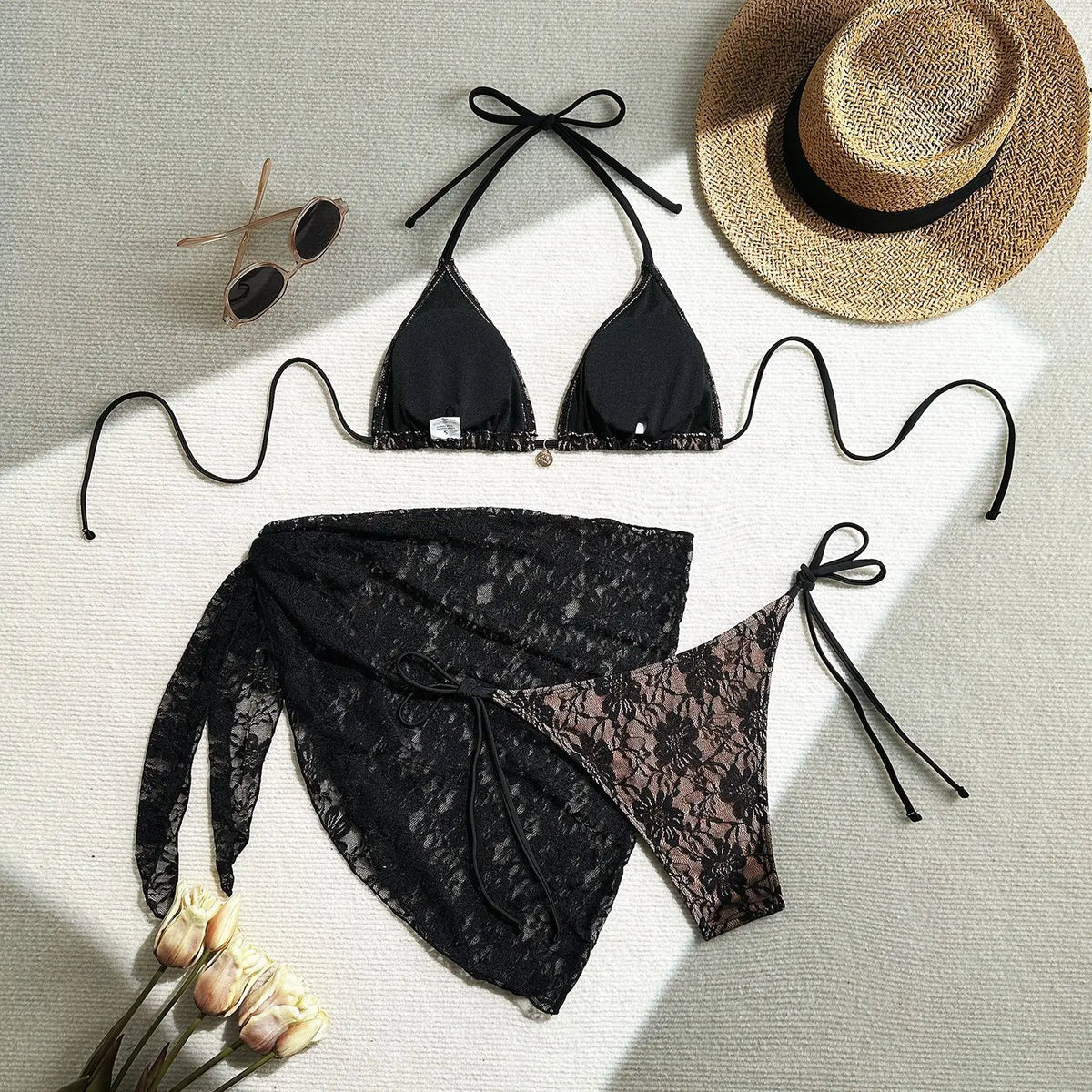 Mesh Sexy Bikinis Female Swimsuits Women Three-Piece Swimwear Beach Swimming Wear Bathing Suits Brazilian Bikini Set Pool Bather