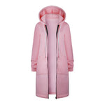 Zip Up Hoodies for Women Oversized Fleece Long Tunic Hooded Sweatshirt Autumn Winter Casual Drawstring Coat with Pockets