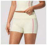 Quick Dry Contrast Color Yoga Shorts 2026 Tights Hip Lifting Workout Fitness Leggings High Waist Folded Running Athletic Shorts