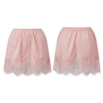 Summer Women's Satin Short Skirts Elastic Waist Lace Patchwork Skirts Half Slip Skirts Fashion