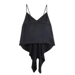 Women's Casual Asymmetric Silk Satin Textured Lingerie-Style Top Backless Deep V Suspenders Sleeveless Vest For Woman Charm 7P3O