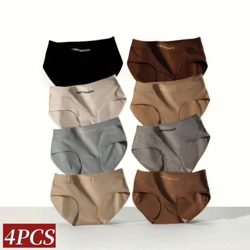 4Pcs/Set Cotton Panties Women Mid Waist Briefs Breathable Intimates Breathable Comfort Underwear M-2XL Soft Panties