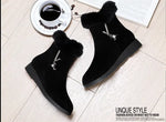 Plush Womens Boots Comfortable Hick-soled Fur Shoes Fashion Ladies Shoes Zipper Women Vulcanized Shoes Anti-slip Chaussure Femme