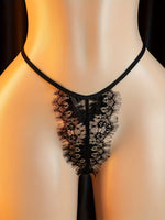 Front-tie Bra Half See-through Lingerie With Thong Set Women's Nightdress Bold Sexy Clothing Pajamas Tulle Open Bras Body Suit