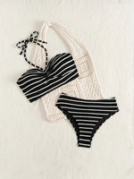 New Sexy Striped High Waisted Bikinis 2025 Swimsuits Women's Swimwear Female Beach Swim Wear Bathing Suits Brazilian Bikini Set