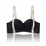 Women Push-Up Bra Seamless Underwear Letter Straps Cute Heart Print Non-wired No Rims 3/4 Cup
