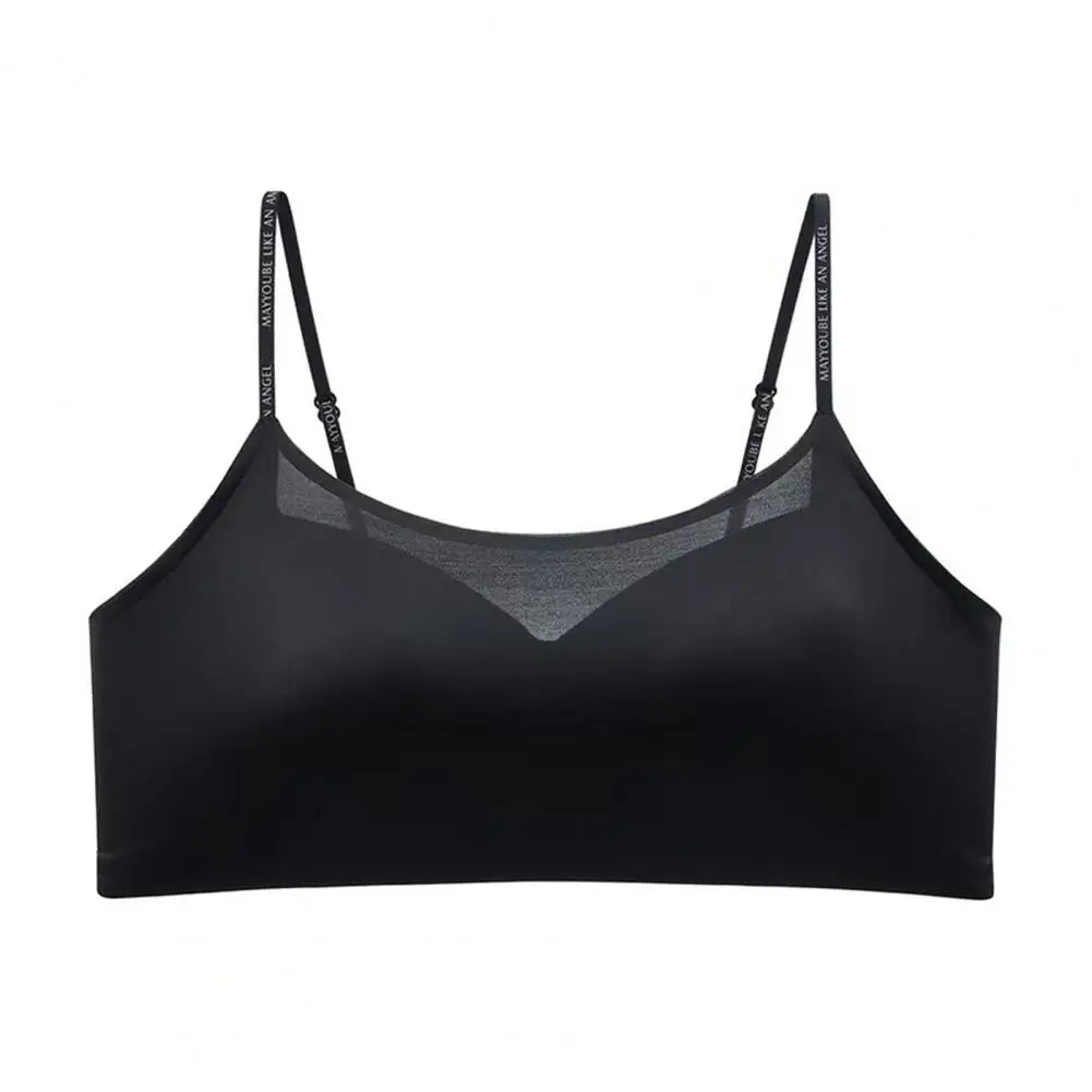 Women's Satin Bra No Underwire Seamless Bralette with Adjustable Spaghetti Strap Soft Wireless Support Padded Bra