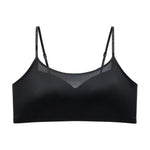 Women's Satin Bra No Underwire Seamless Bralette with Adjustable Spaghetti Strap Soft Wireless Support Padded Bra