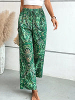 Women's 2026 Summer Versatile Printed Elastic Waist Wide Leg Pants