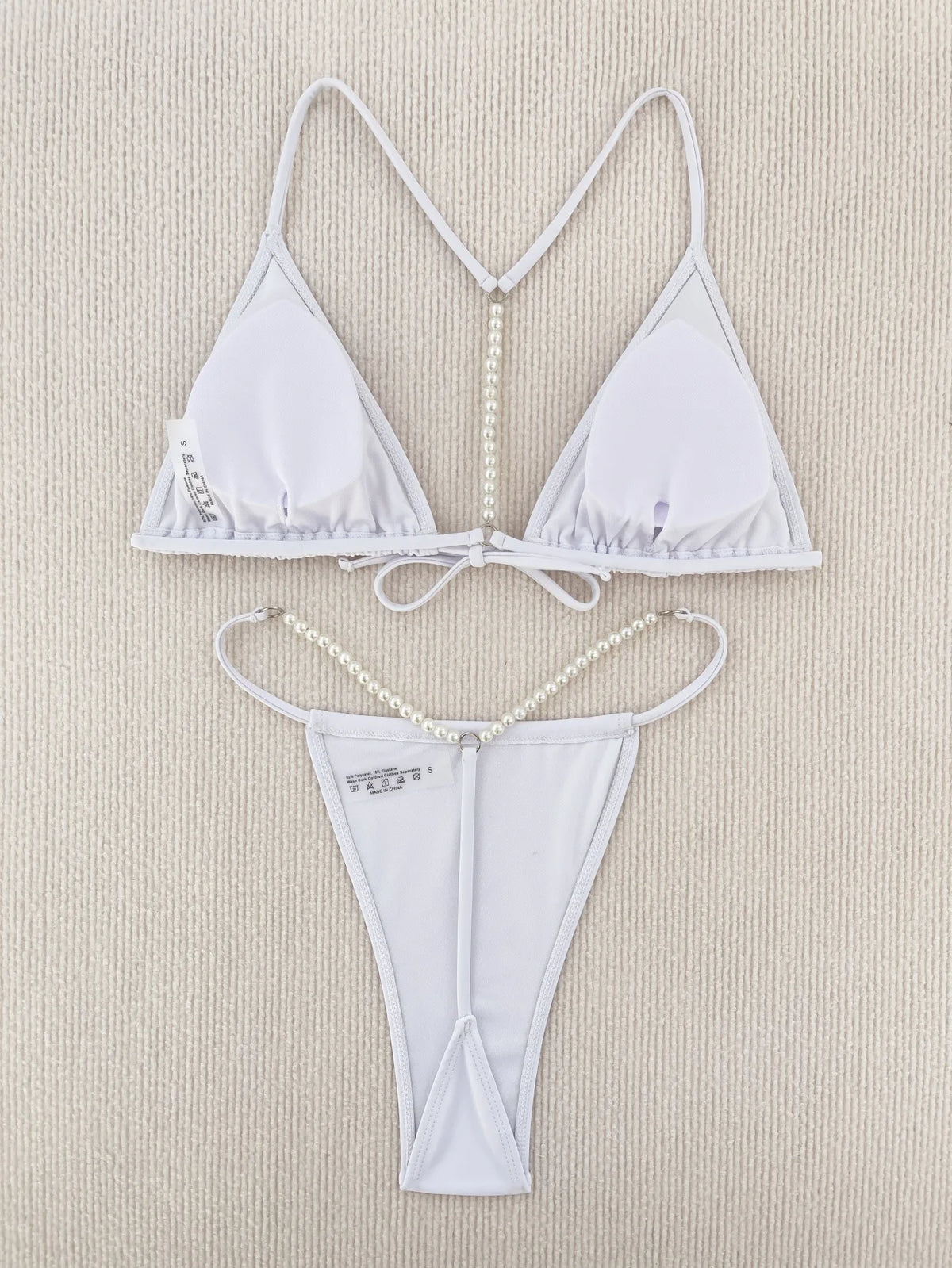 DEKA Thong Bikini Sexy String Pearls Mini Set Swimwear Women Swimsuit Female Swimming for Beach Wear for Bathing Suits