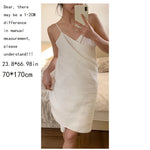 Women Gauze Bath Dress 1pc Black White Contrast Camisole Bathrobe, Soft Absorbent Wearable Bath Towel for Shower Spa Home
