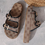 Flowers Embroidery Thick Bottom Sandals Women Fashion Designer Buckle Platform Slippers Woman Summer 2025 Non Slip Sandles Mujer