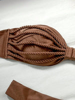 Sexy Bandeau Bikini 2026 Women Coffee Braiding Rope Pleate Tie Push Up High Waist Swimsuit Beach Holiday Bathing Suit Swimwear