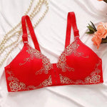 Women's Bra Comfortable Bra Lace Jacquard Trim Soft Adjustable Supportive Bras for Middle-Aged Elderly Women