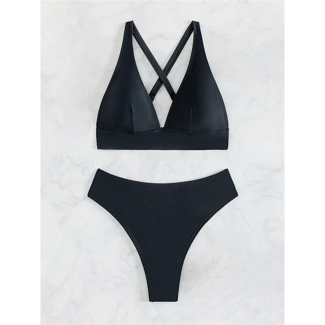 S - XL Cross Back Mini Micro Thong Bikini Female Swimsuit Women Swimwear Two-Pieces Bikini Set Bather Bathing Suit Swim V5022