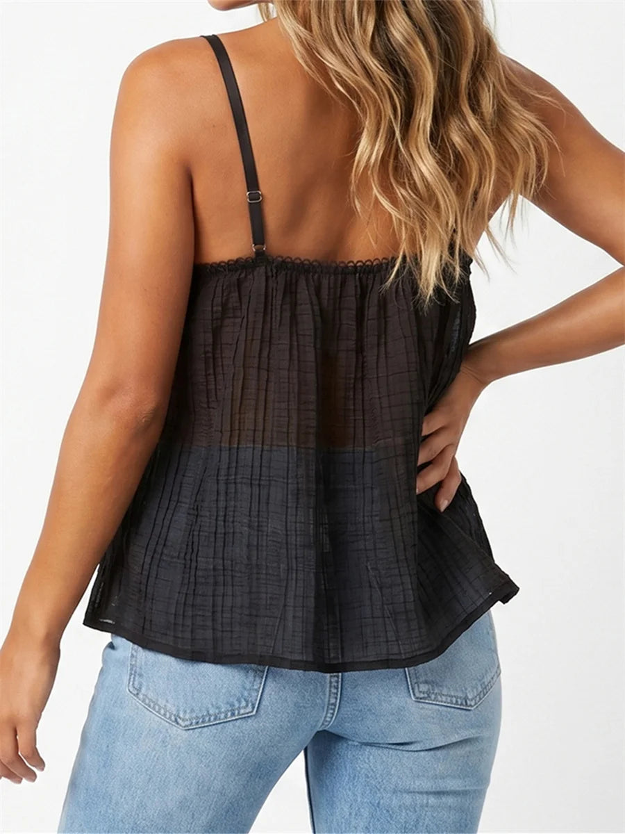 Women Spaghetti Strap Tank Tops Sleeveless Deep V Neck Sequin Corset Vest Daily Out Going Club Camisole Shirts Summer