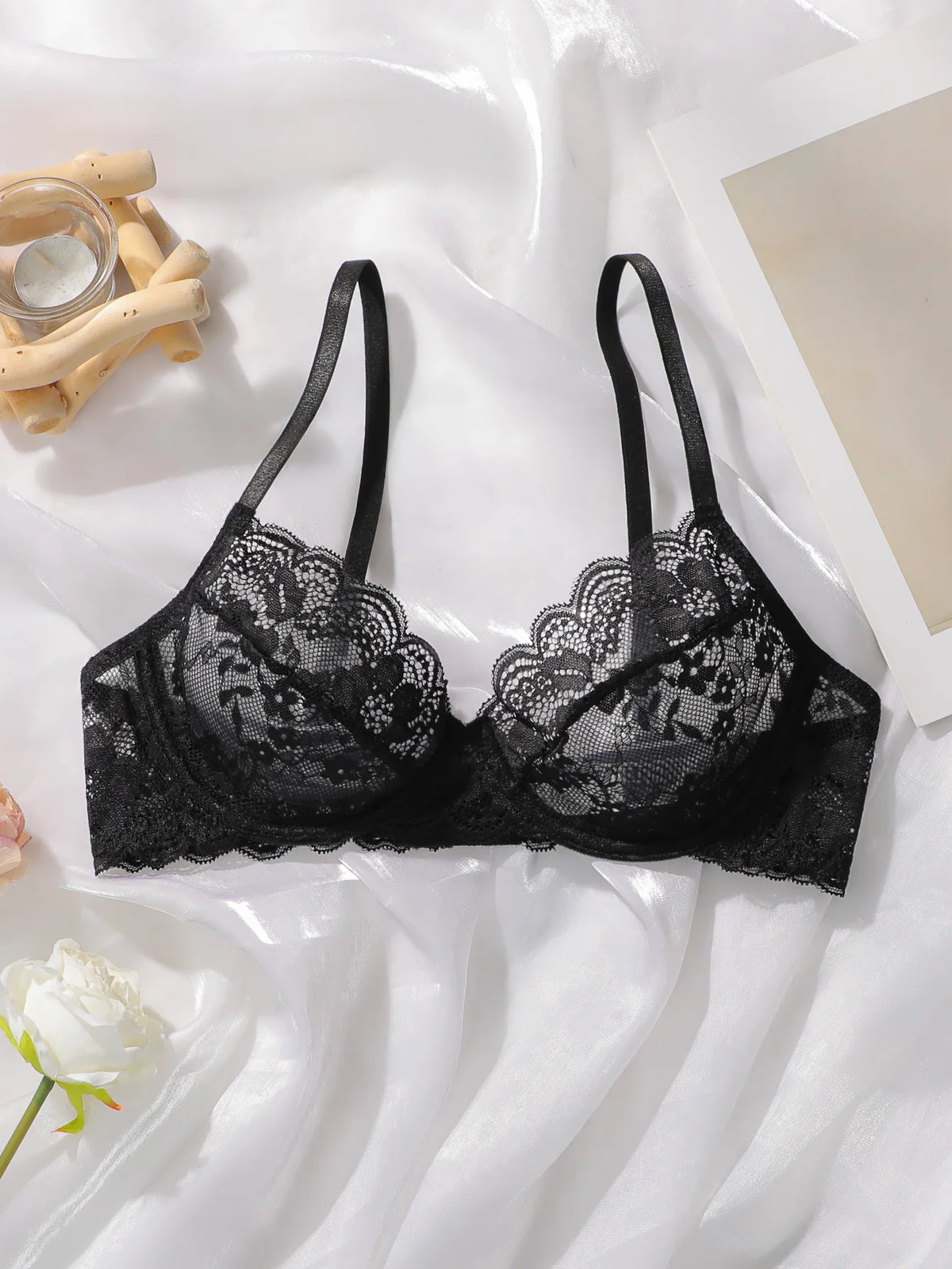 Women's New Product Red Lace With Steel Ring Lingerie Sexy Daily Thin Brassiere Pull Up Solid Color Underwear MR2690