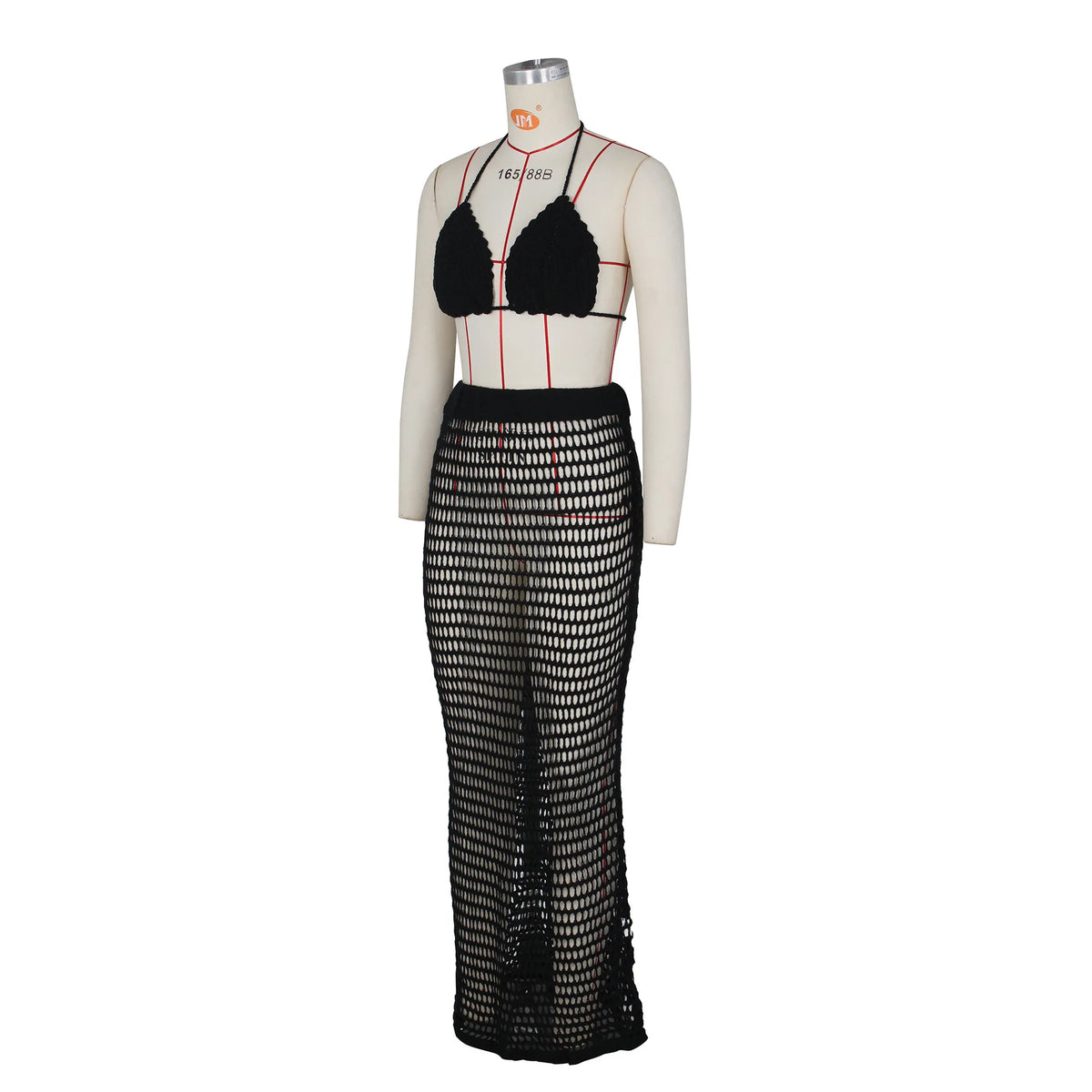 DEKA Beach Cover Up High Split Crochet Knitted Tunic Beach Dress Beach Wear Beachwear Women Long Knit Hollow Tassels Skirt Suit
