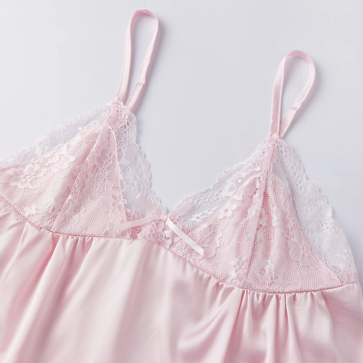Women Satin Lace Trim Pajamas Sets Spaghetti Strap Camisole Tops and Shorts 2 Piece Set Loose Casual Lounge Wear Summer