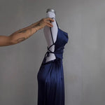 Y2k Hot Girls Pleated Spaghetti Strap Dresses Women Solid Color Sexy Backless Package Hip Slim Slit Long Dress Female Streetwear