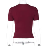FDYOUI Women's Fashion Lace Patchwork T-shirt Streetwear Ladies Sexy Short Sleeve Bandage Tops Tees Y2K Slim Corset T Shirts