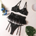 Toucheart 3 Piece Set Lingerie Garter Sets Lingerie For Woman Sexy Mini Skirt See-Through Embroidered Bra Erotic Underwear New