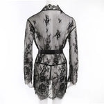 Women Sexy Lingerie Babydoll Erotic Transparent V-Neck Nightdress Robe G-string Costume Lace Sleepwear Dress