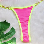 Sexy Halter Pearl Extreme Mini Micro Bikini Female Swimsuit Women Swimwear Two-pieces Bikini set Ribbed Bather Bathing Suit Swim