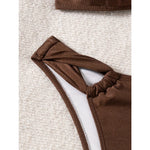 Sexy Brown Bikini 2025 Padded Bandeau Swimsuit Female Swimwear Women Thong Bikinis Set Bather Beachwear Bathing Suit Holiday
