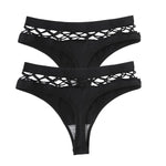 2Pcs/Set Seamless Thongs Panties Women High Rise Underwear Sexy Lingerie Bottoms Female Underpants Hollow G-String Pantys M-L