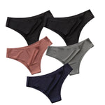 5PCS/Set Panties Women Seamless Underwear Low Rise Female Underpants Glossy Solid Color Briefs Comfort Invisible Underwear