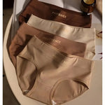 1-Pack Women Cotton Panties Mid Waist Briefs in Warm Tan Minimalist Breathable Intimates Ladies Underwear Size M-2XL
