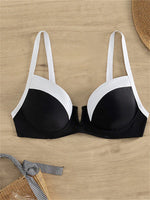 Sexy Black White Patchwork Bikini 2024 Women Halter V Underwire Push Up Micro Swimsuit Beach Bathing Suit High Waist Swimwear