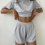 2 Pcs/Set Summer Sleepwear For Women Striped Printed Homewear Top Pants Suit Loose Short Sleeve T-shirt Elastic Waist Shorts