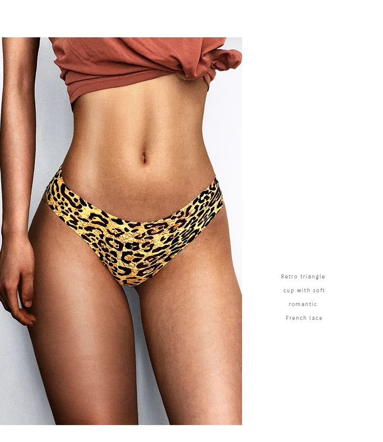 Ice Silk Seamless Snake Leopard Women Panties Sexy G String Thong Underwear T Back Girls Briefs Fitness Lingerie Plus Size M-XXL