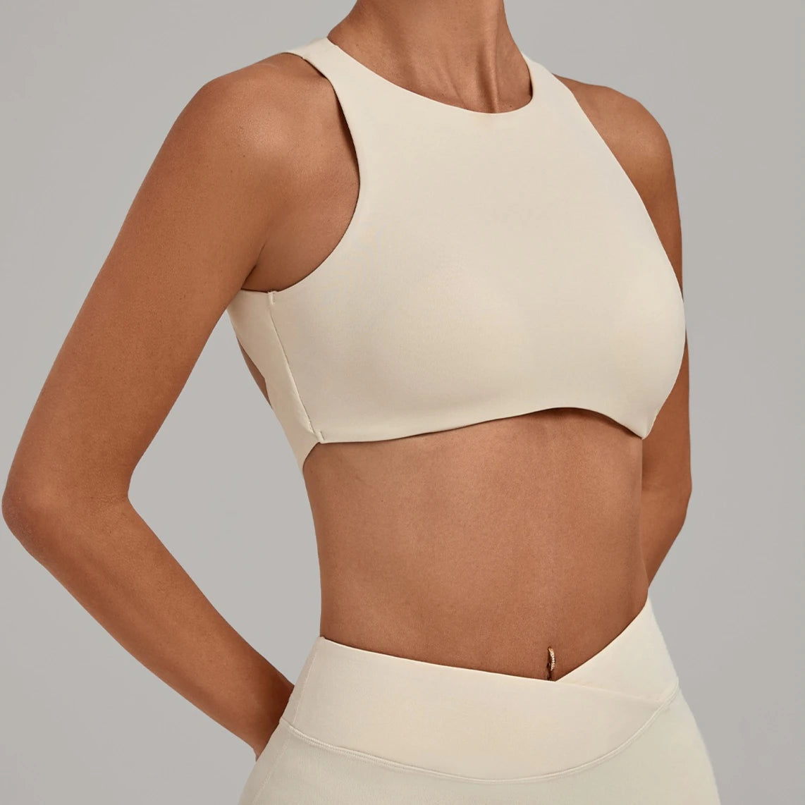 STOUREG Women's High Neck Yoga Tank Top Backless High Elastic Shockproof Padded Bra Racerback Gym Fitness Workout Breathable