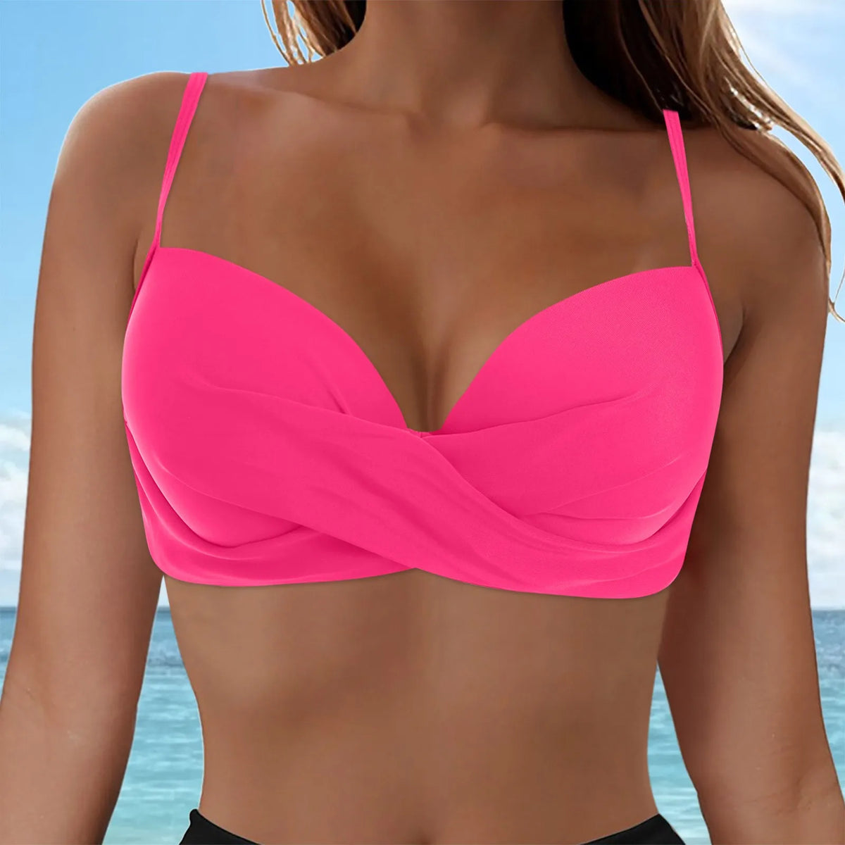 Women's Sexy Bikini Bra Fashion Push Up Underwear Swimsuit Solid Color Cross Tie Bra Pad No Steel Swimsuits Bikini Lenceria
