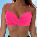 Women's Sexy Bikini Bra Fashion Push Up Underwear Swimsuit Solid Color Cross Tie Bra Pad No Steel Swimsuits Bikini Lenceria