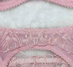 sexy lingerie embroidered see-through mesh bra with underwire four-piece set
