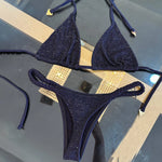 2025 Diamond Bikini Sexy Women Swimsuit Bandeau Biquini Push Up Swimwear Female Shiny Bathing Suits Floral Bodysuit Beachwear
